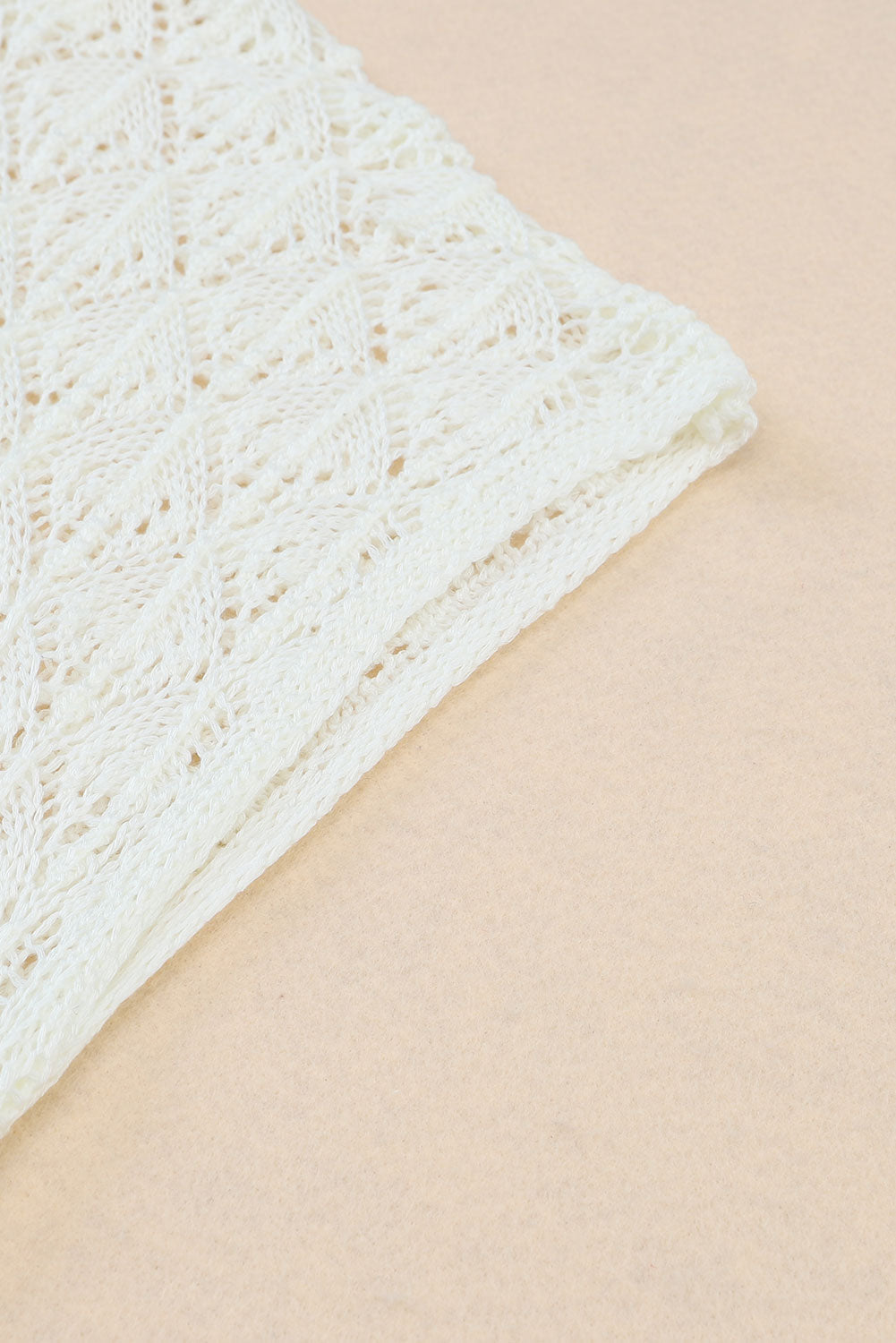 White Crochet Open Front Kimono with Slits