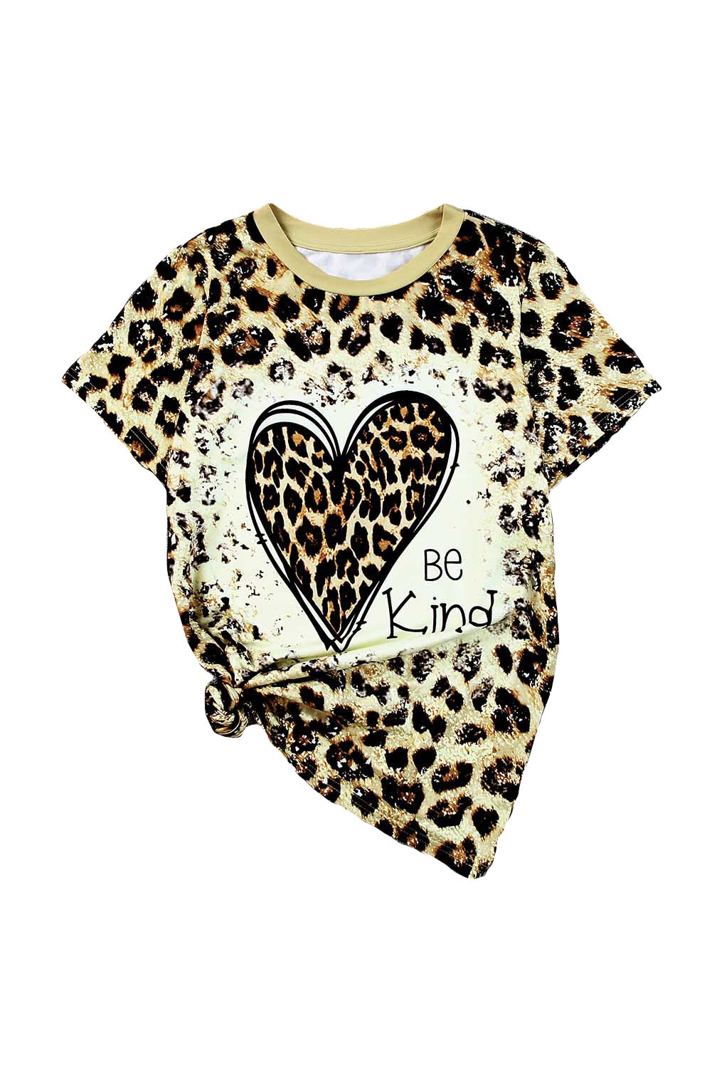 Leopard Be Kind Heart Graphic Print T Shirt