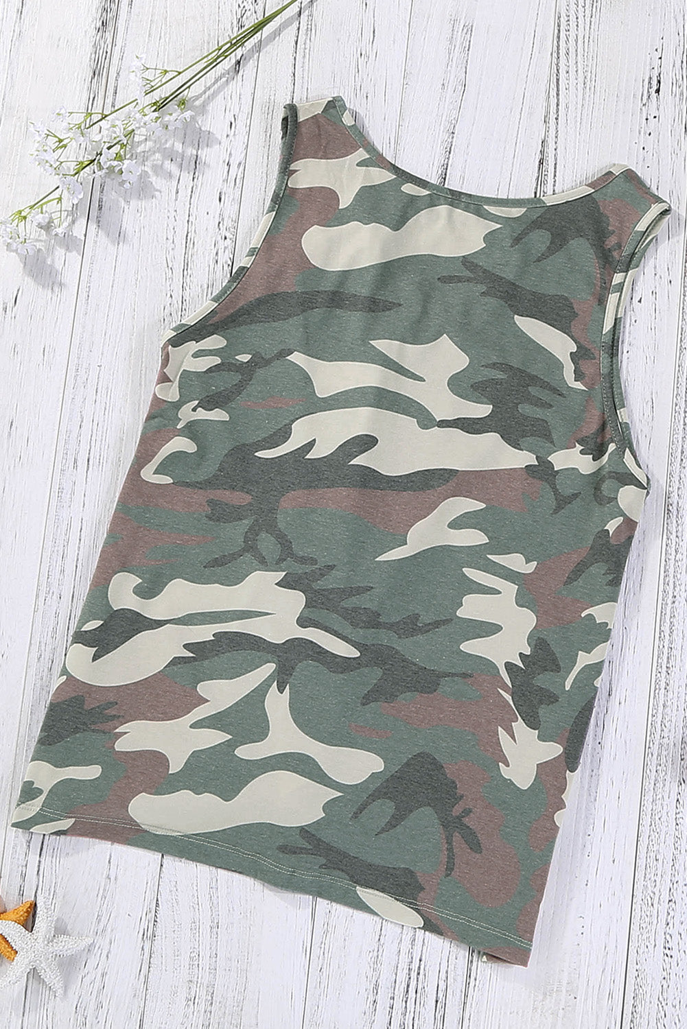 Camo Print Twist Hemline Tank Top