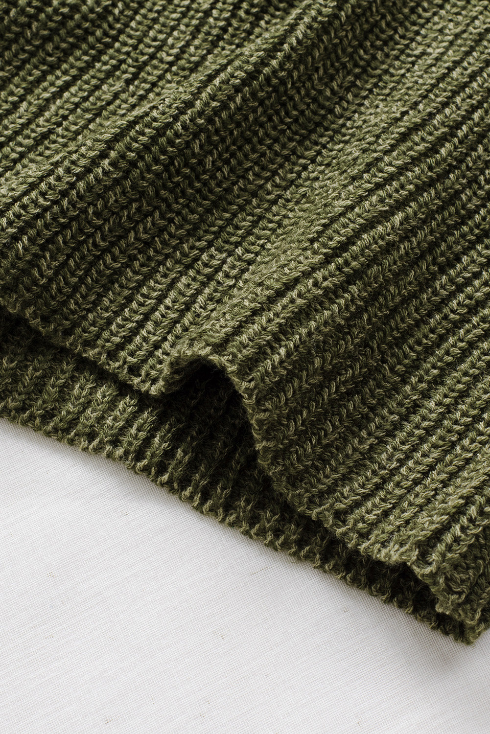 Red Zipped Turtleneck Drop Shoulder Knit Sweater