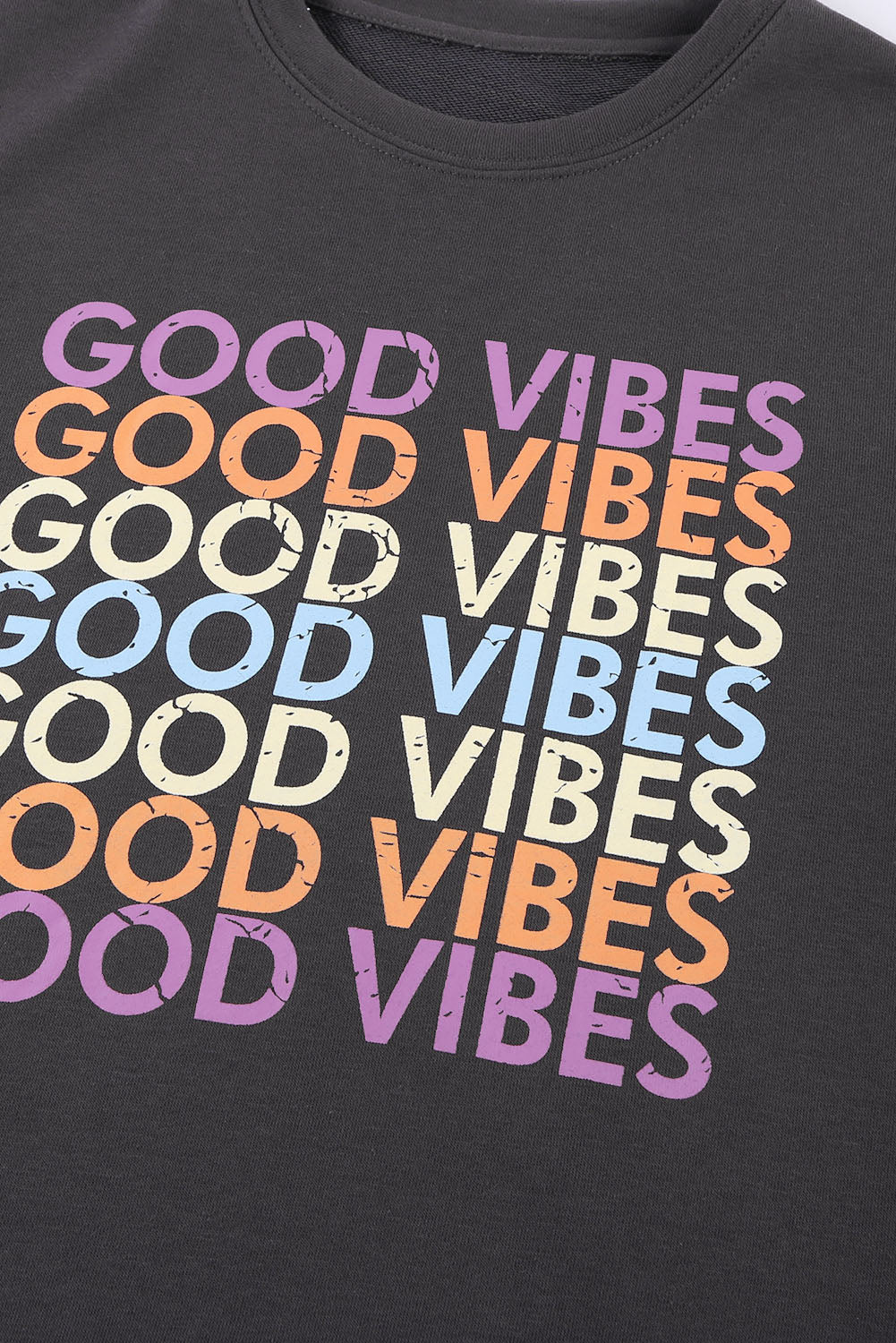 Gray GOOD VIBES Graphic Pullover Sweatshirt