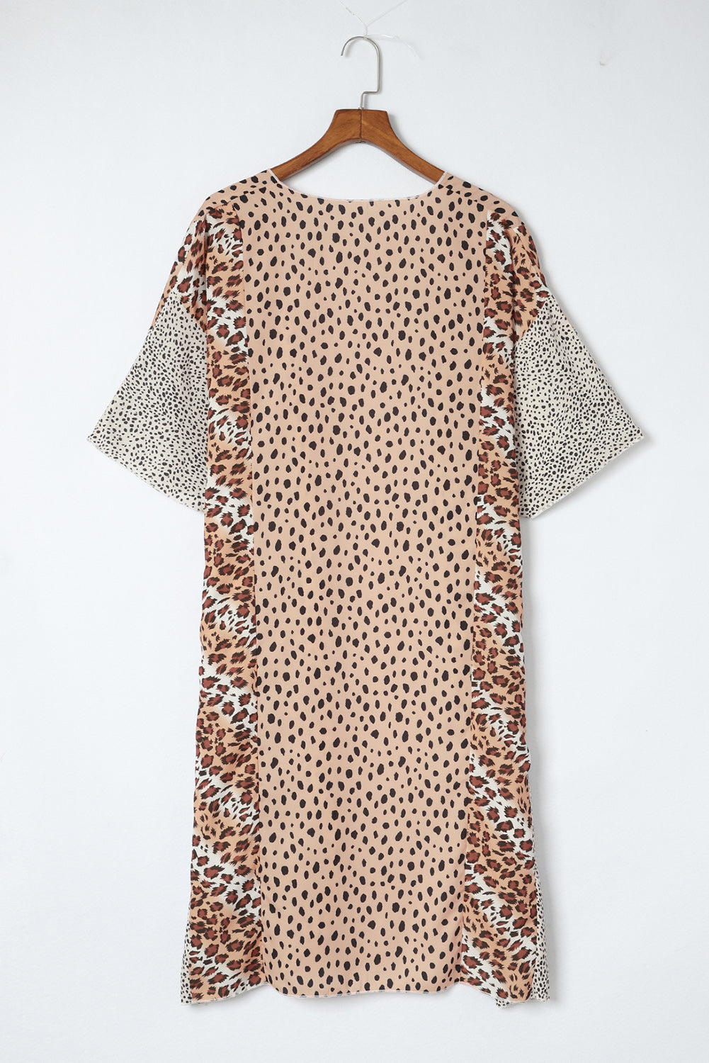 Plus Size Leopard Color Block Flowy Kimono