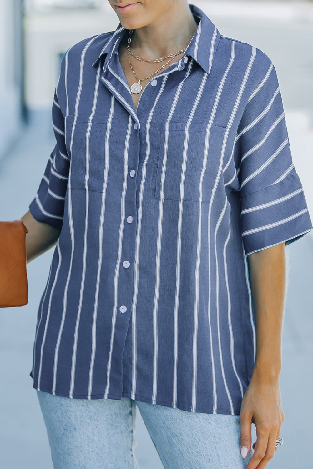 Black Pocketed Striped Shirt