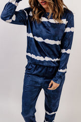 Blue Stripes Long Sleeves and Joggers Lounge Set