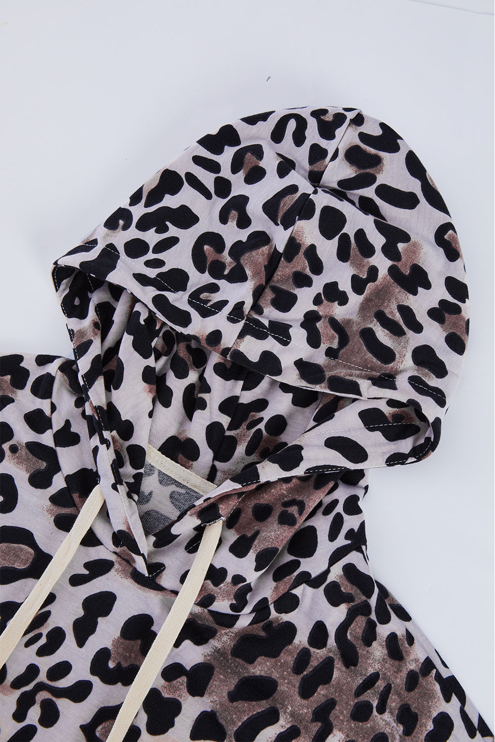 Leopard Print Kangaroo Pocket Pullover Hoodie