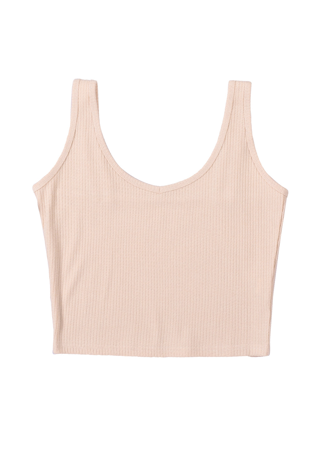 Pink Seamless Ribbed V Neck Sleeveless Crop Top