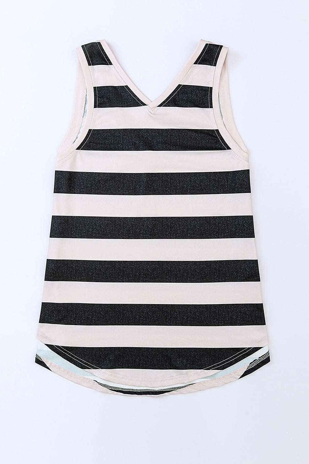 Apricot Striped V Neck Tank Top