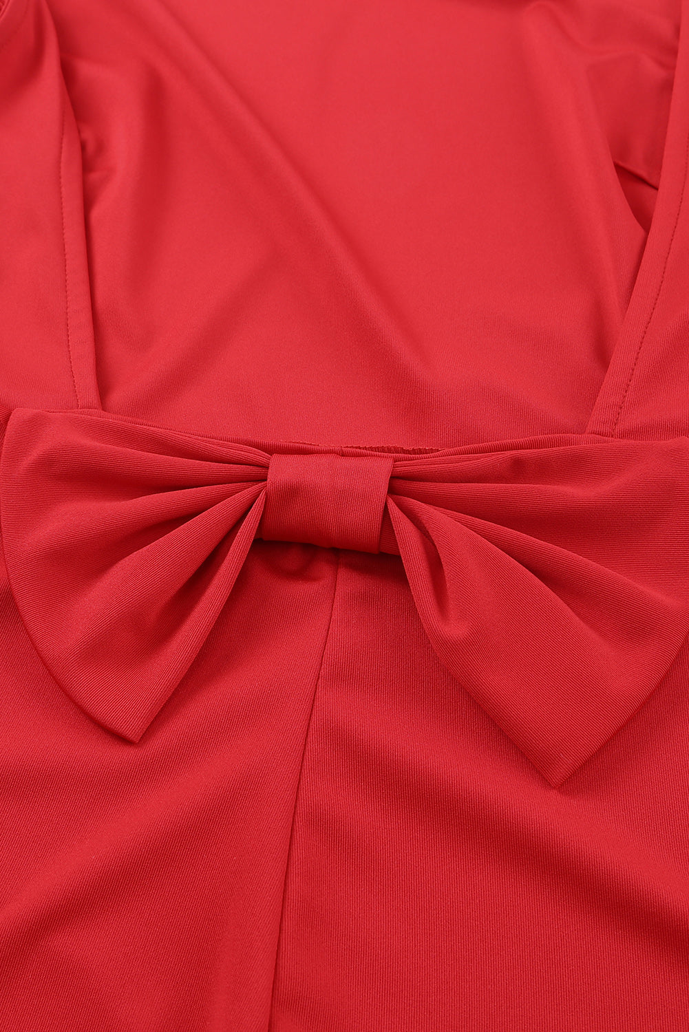 Red Bow Knot Ruffled Backless Sleeveless Gown