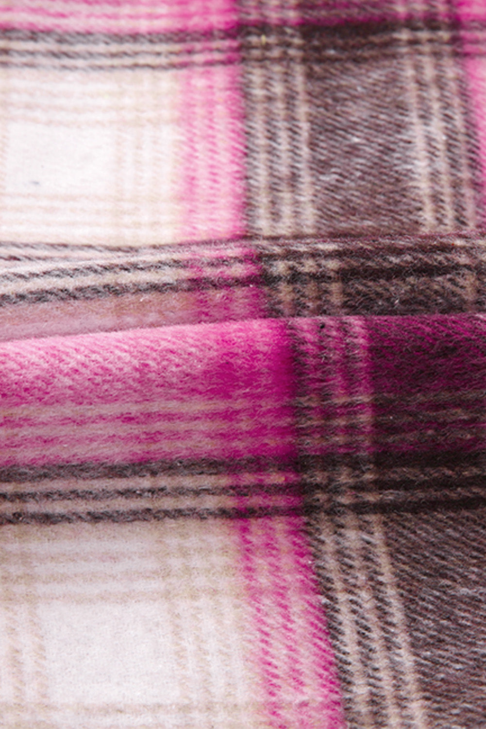 Rose Contrast Trim Plaid Shacket
