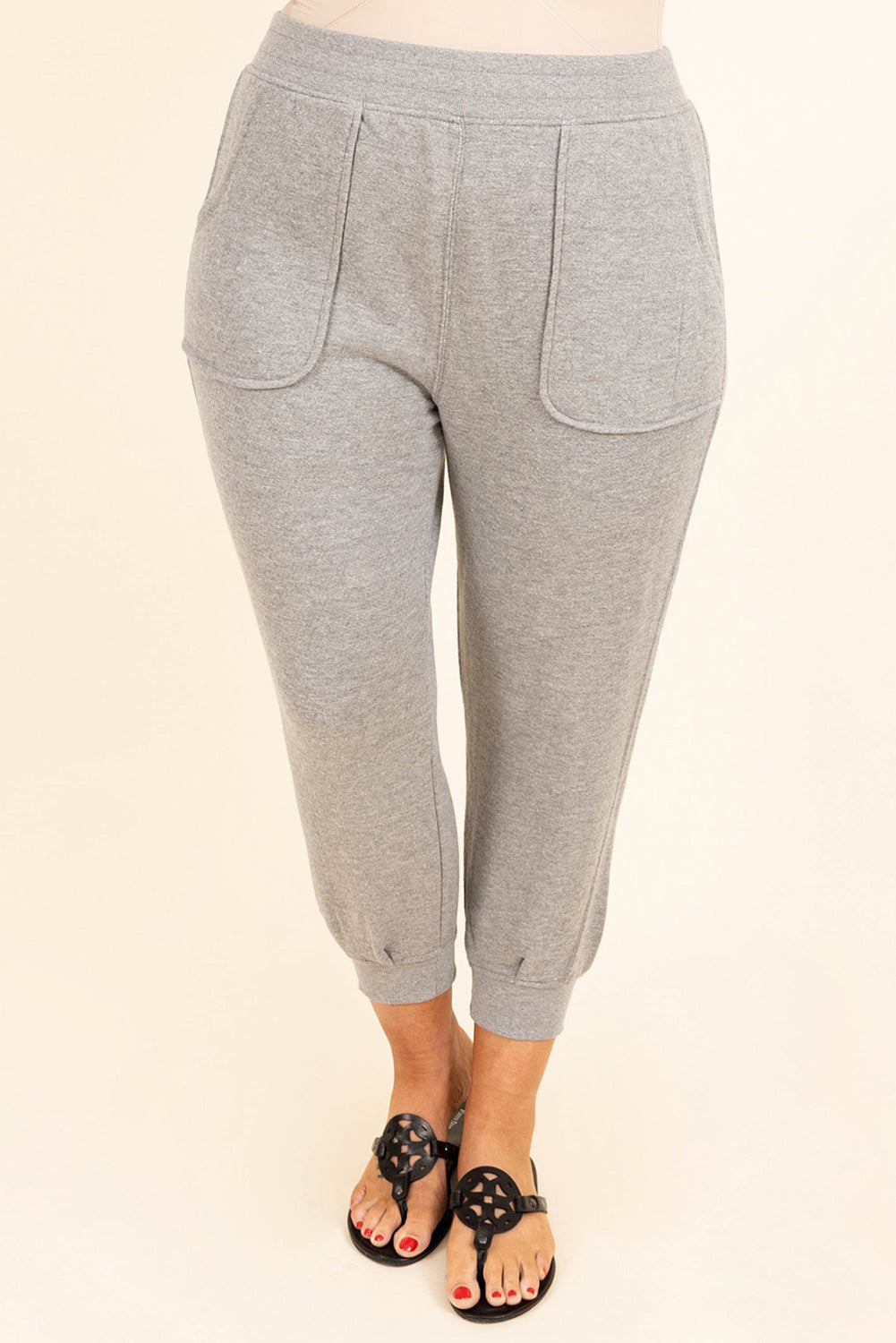 Gray High Waist Pocket Plus Size Skinny Pants