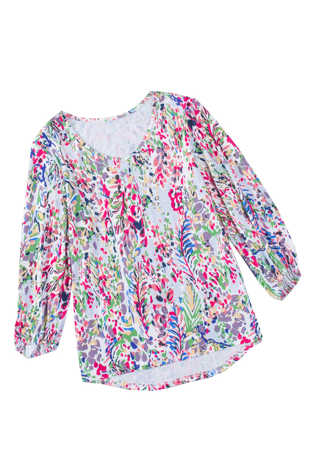 Pink Floral Print Ruffle Sleeve Babydoll Top