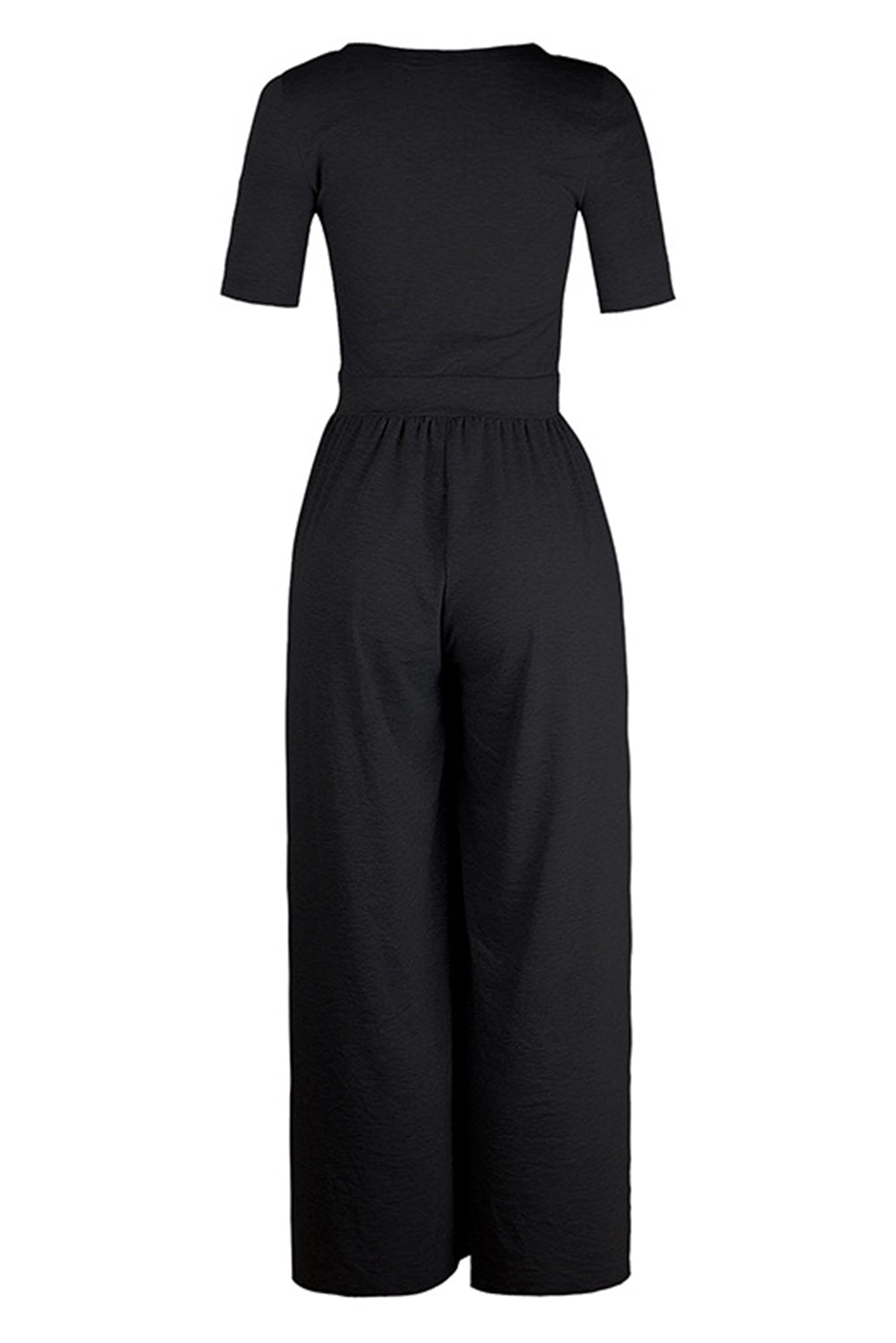 Gray Short Sleeve Bodice Flowy Wide Leg Jumpsuit