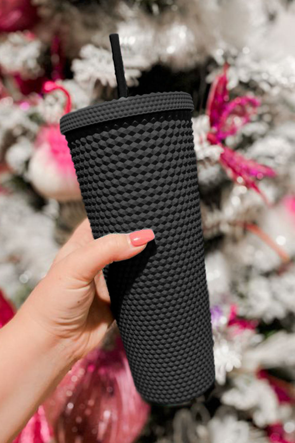 Pink Reusable Matte Plastic Tumbler Cup