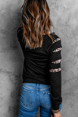 Black Leopard PUMPKIN SEASON Graphic Ripped Sleeve Sweatshirt