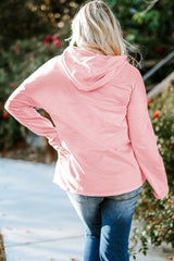 Pink Plus Size Taupe Chevron Hooded Top