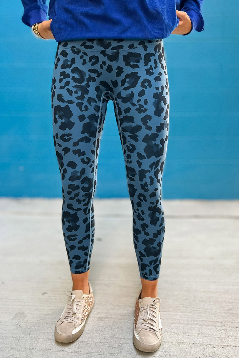 Gray Classic Leopard Print Active Leggings