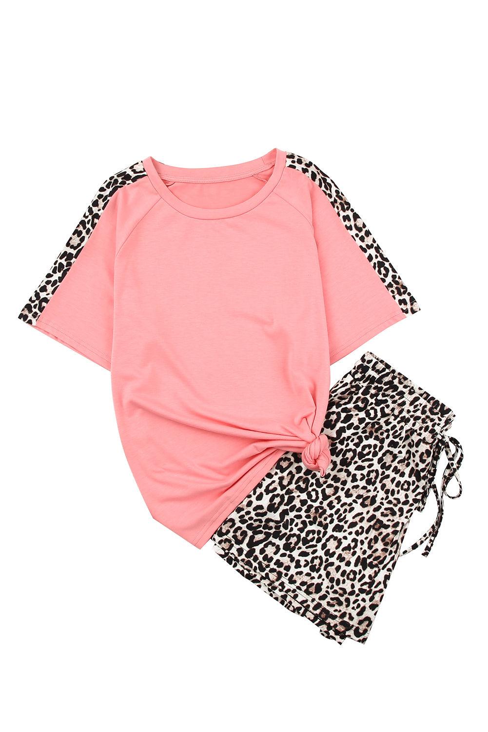 Leopard Plus Size Short Sleeve and Shorts Lounge Set