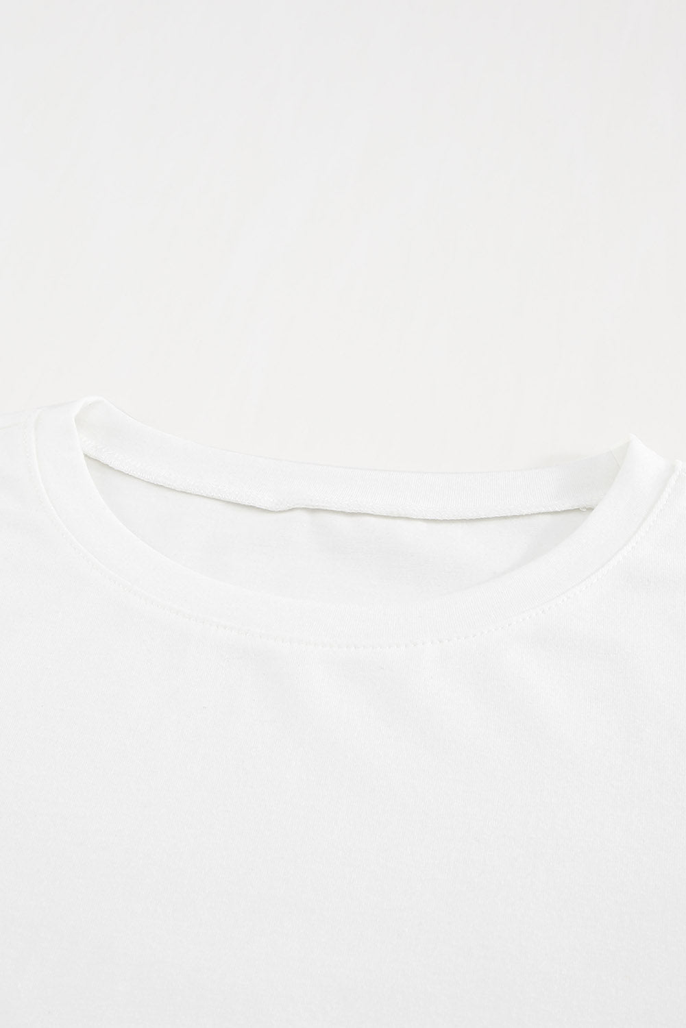 White Solid Ruffled Short Sleeve T-shirt