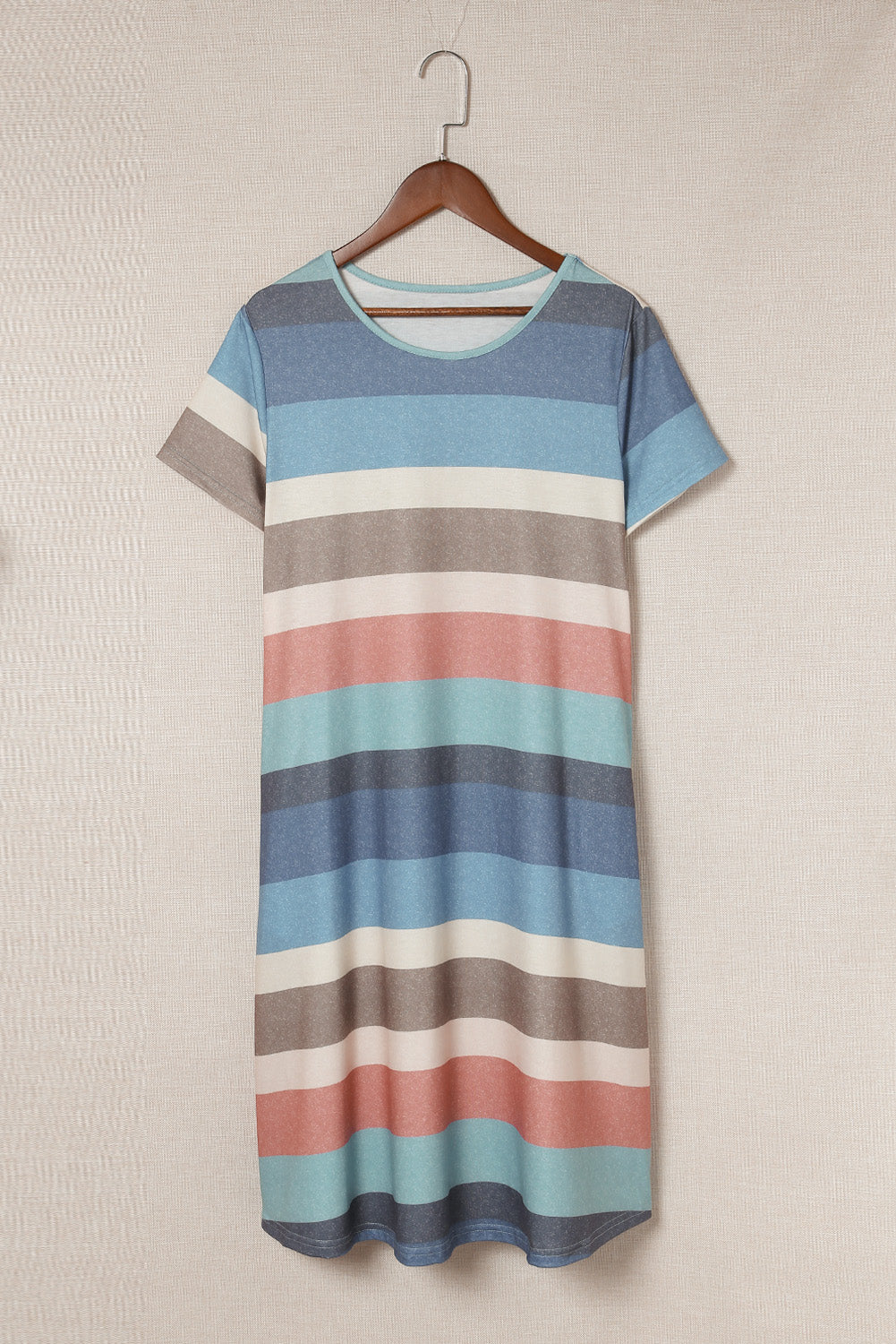 Multicolor Stripe Print Slit Maxi Tank Top Dress