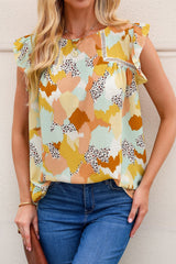 Yellow  Abstract Printed Flutter Tank