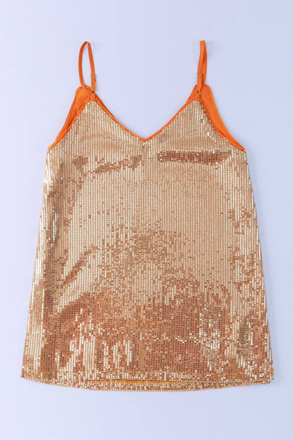 Apricot Spaghetti Straps Sequin Tank Top