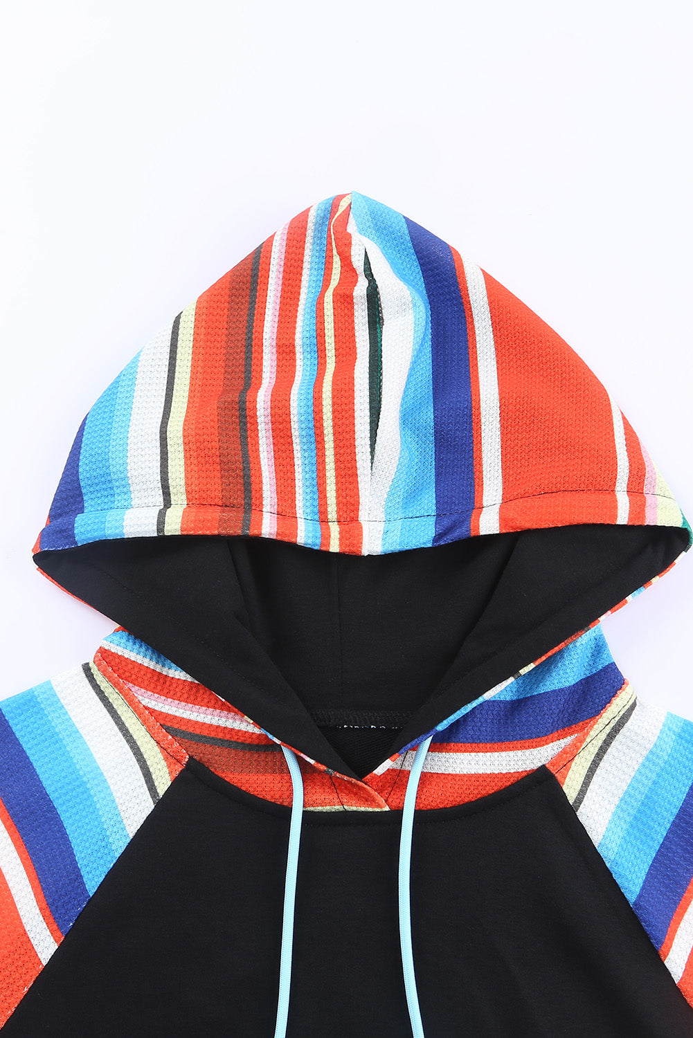 Multicolor Colorful Striped Patchwork Kangaroo Pocket Hoodie