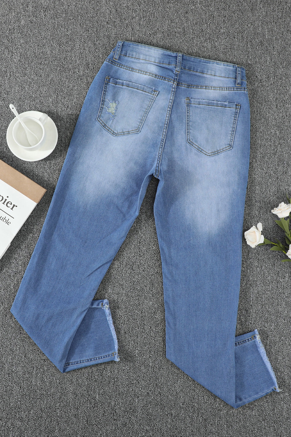 Blue High Waist Ankle-Length Skinny Jeans