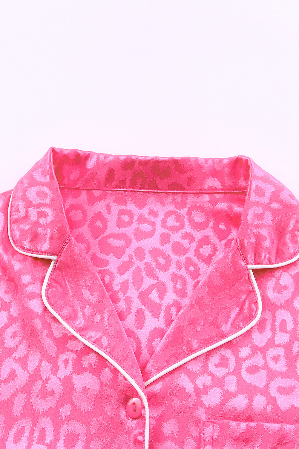 Rose 2pcs Leopard Satin Long Sleeve Pajamas Set