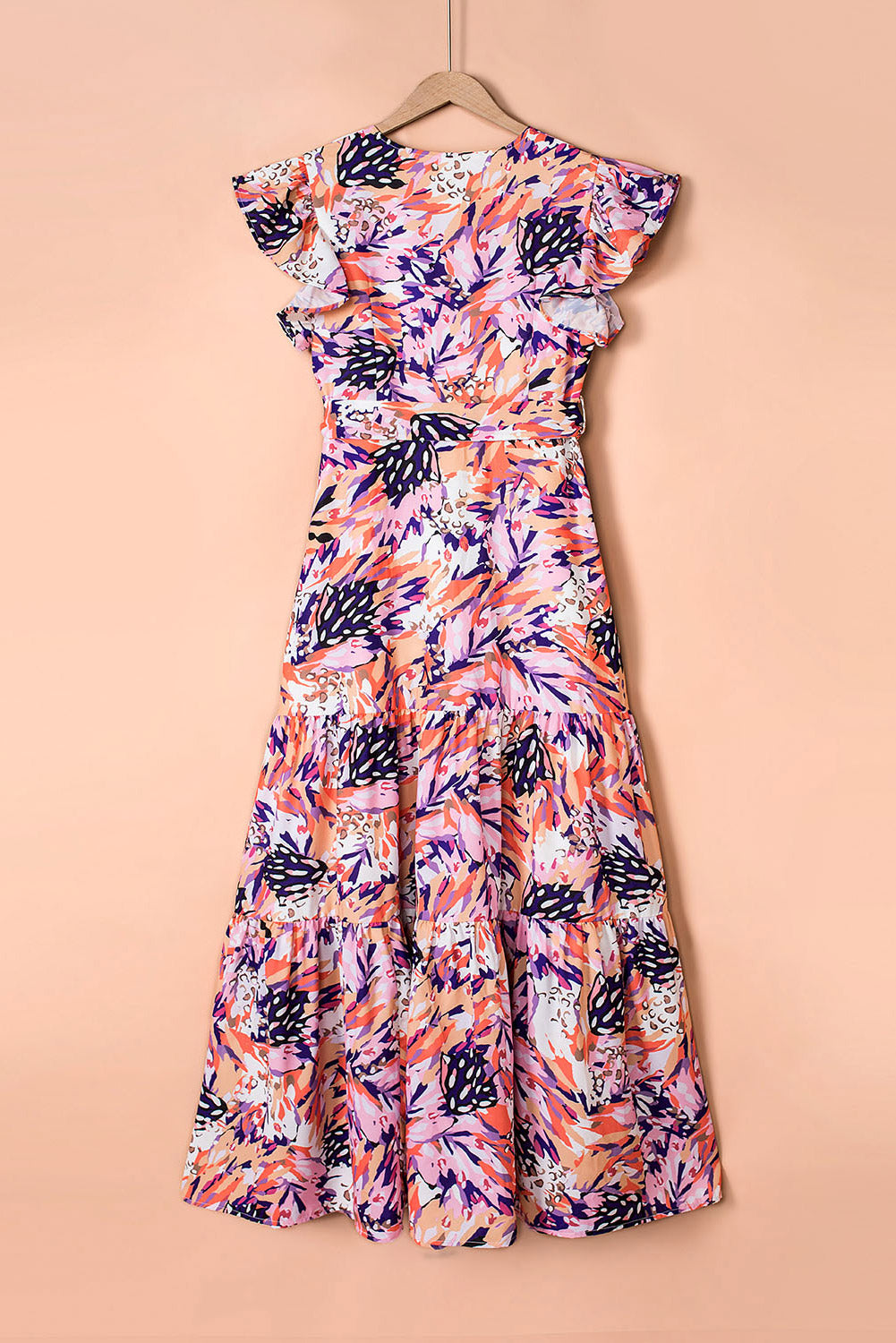 Multicolor Sleeveless Ruffled Lace-up High Waist Floral Maxi Dress