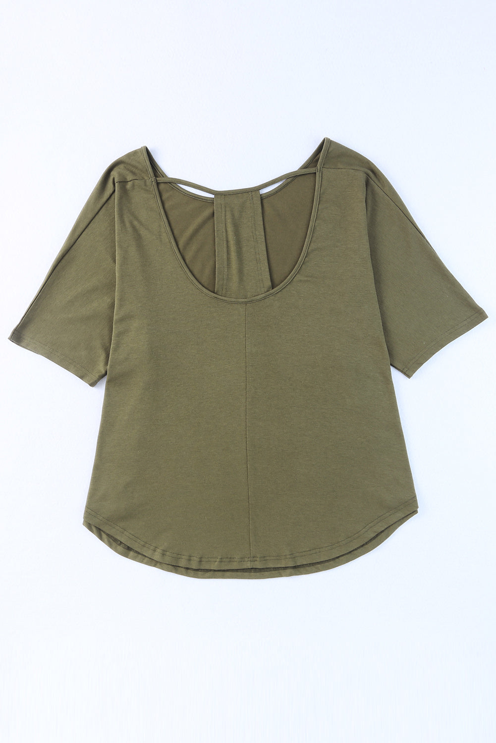 Green Plus Size Hollow-out Back Slouchy Tee