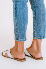 Beige Cross Straps Braised Slippers
