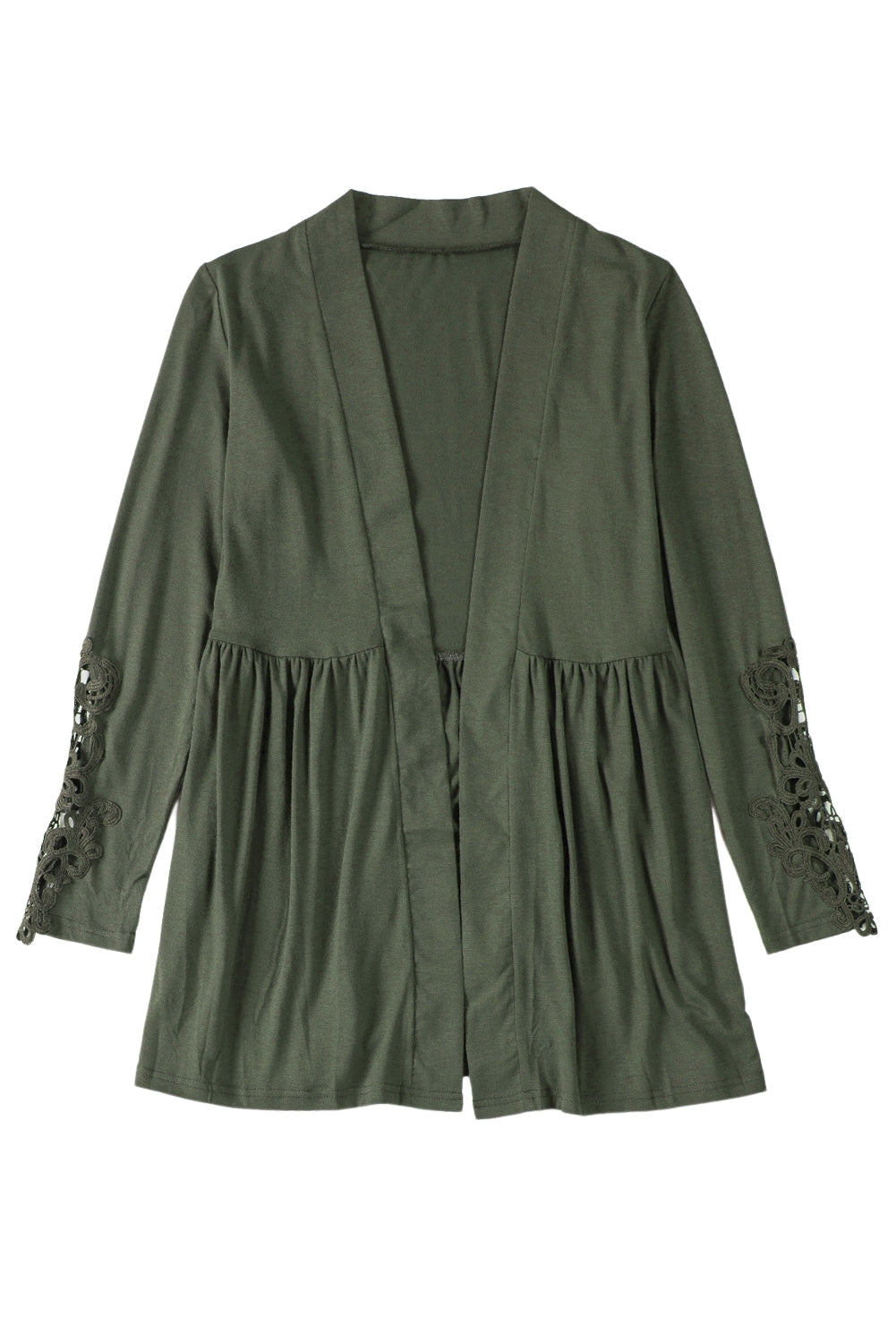 Green Lace Sleeve Knit Cardigan