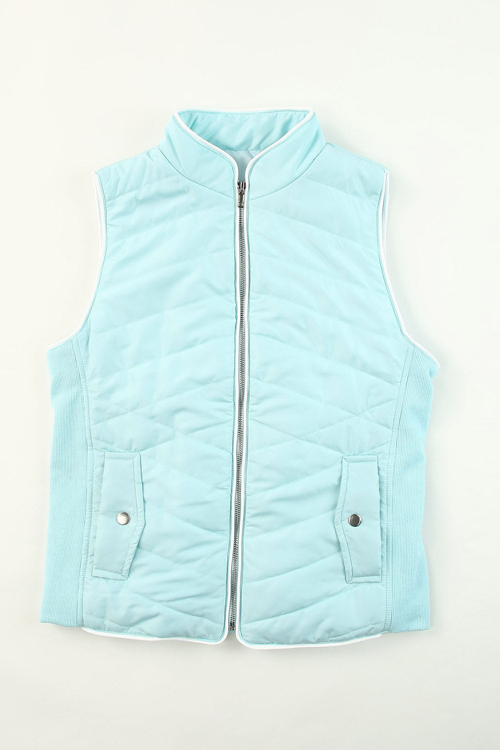 Black Zip-up Side Pockets Puffer Vest