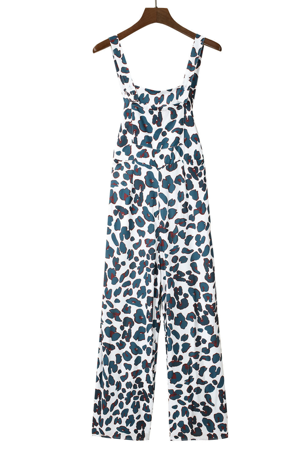 White Wide Leg Leopard Print Jumpsuit Overalls