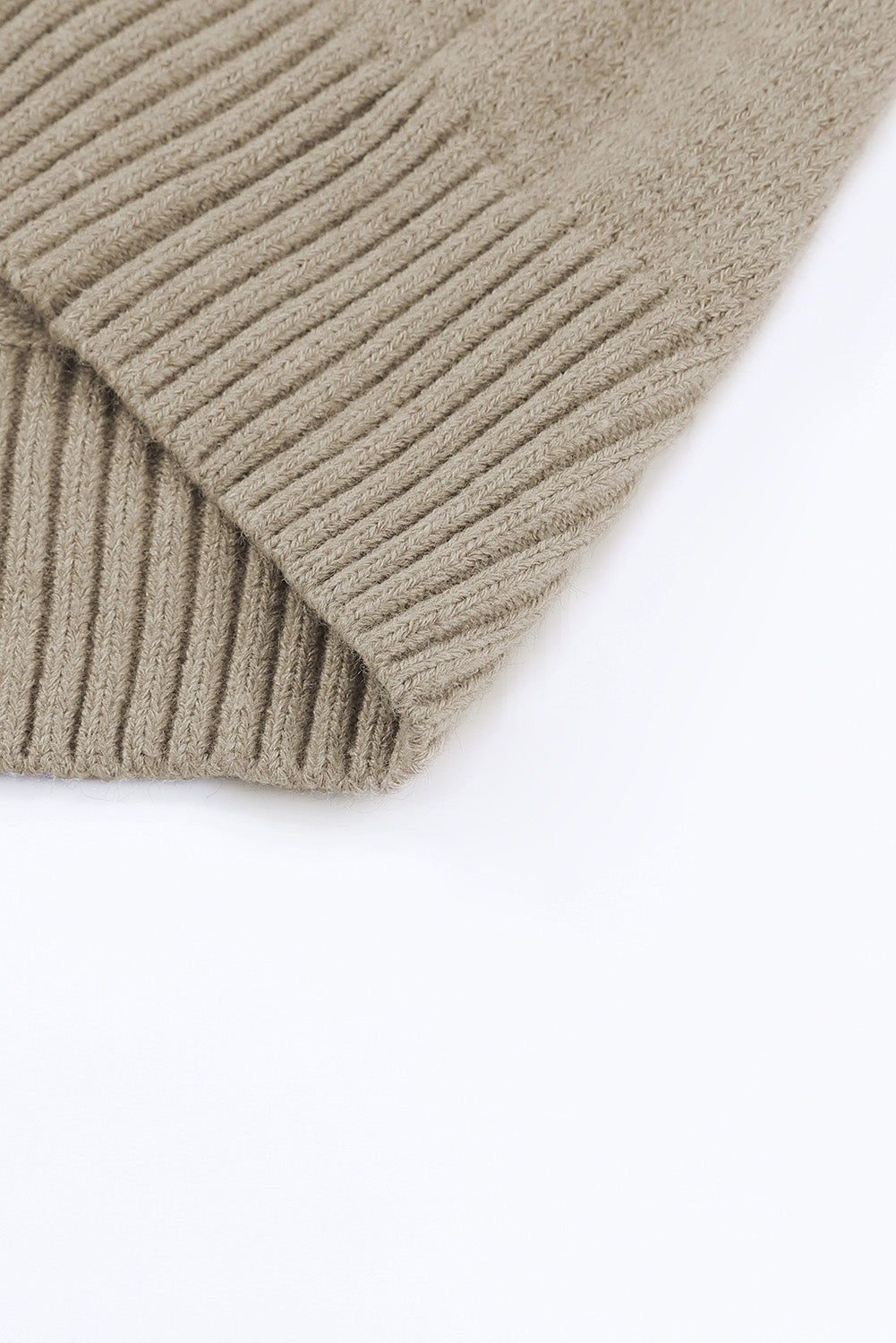Khaki Drop Shoulder Button Front V Neck Cardigan with Pockets