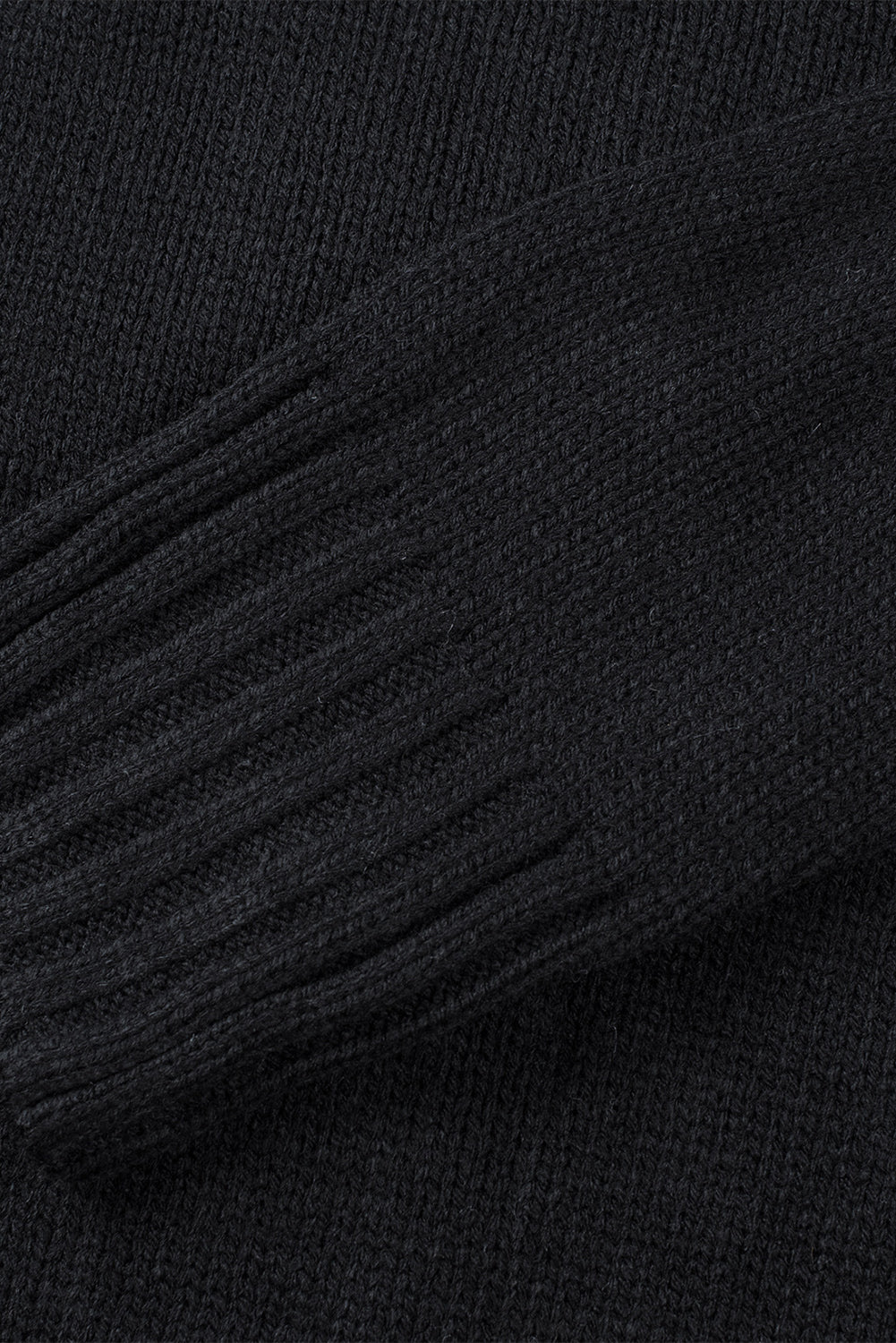 Black Twist Pattern Knit Button Front Hooded Cardigan