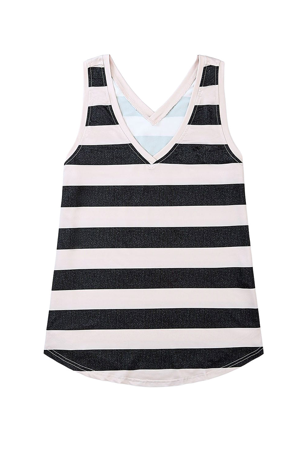 Apricot Striped V Neck Tank Top