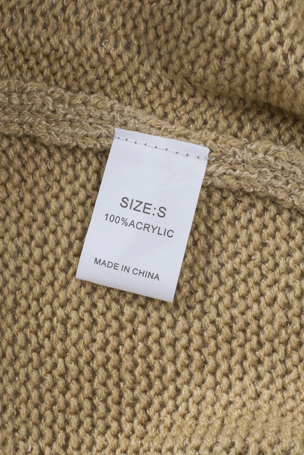 Khaki Ribbed Trim Oversize Sweater