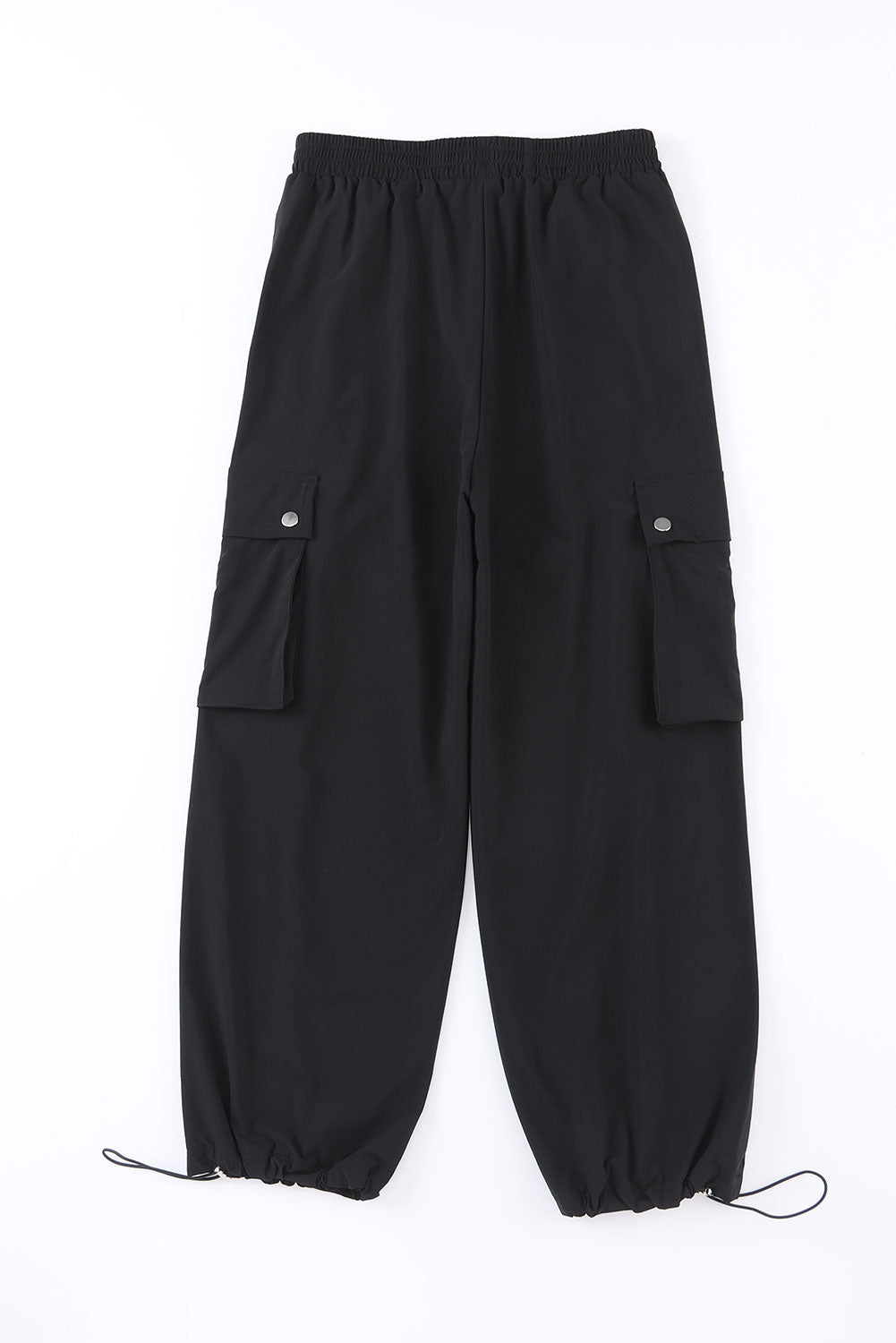 Black Elastic Waist Drawstring Cuffs Cargo Pants