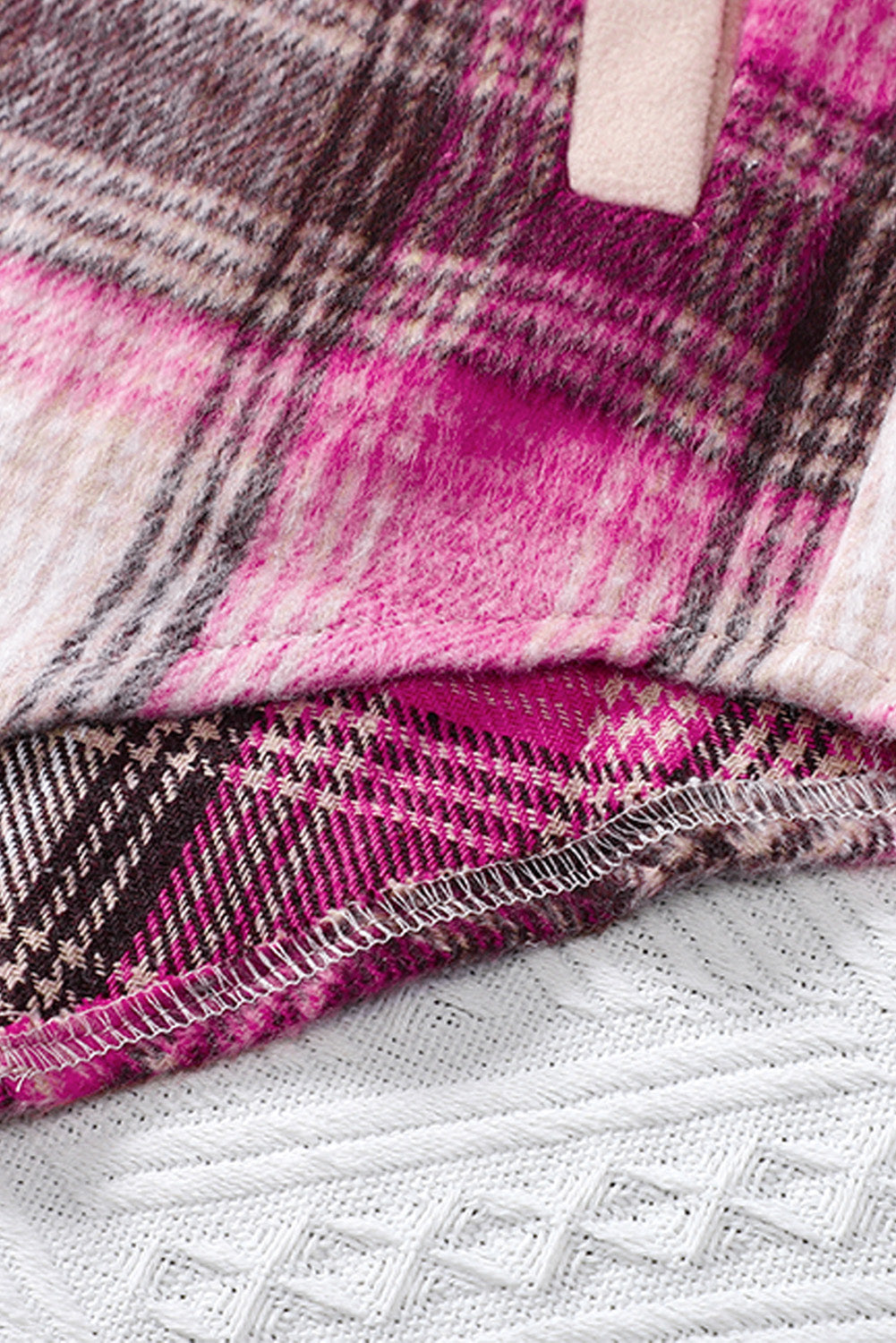 Rose Contrast Trim Plaid Shacket