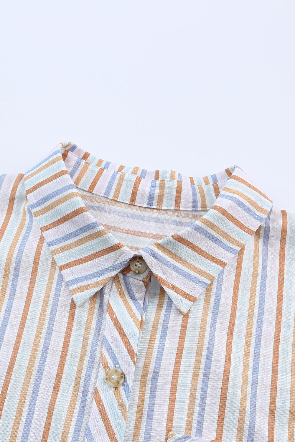 Multicolor Stripe Short Sleeve Button up Shirt