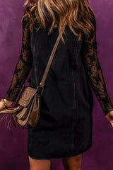 Black Sleeveless Shift Denim Dress