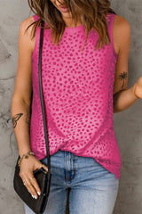 Pink Leopard Print Round Neck Tank Top