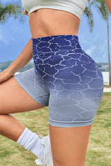 Sky Blue Gradient Tie-dye Printed Butt-lifting Active Shorts