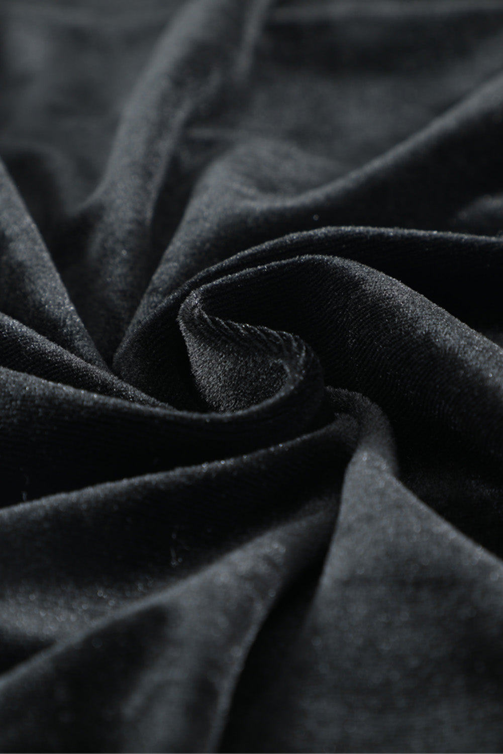 Black Long Sleeve Ruched Velvet Dress