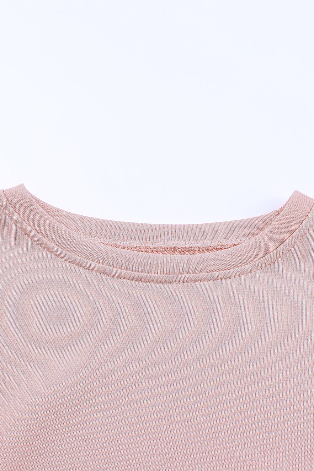 Pink Crew Neck Slit Buttons Sweatshirt