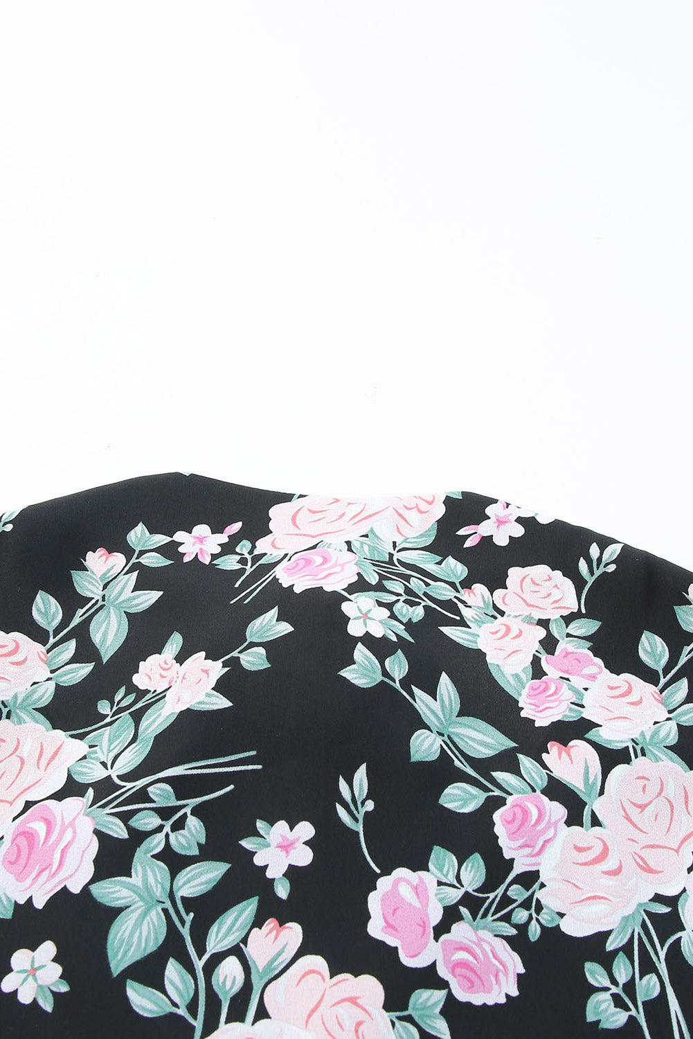 Black Plus Size Floral Print Ribbon V Neck Tank Top