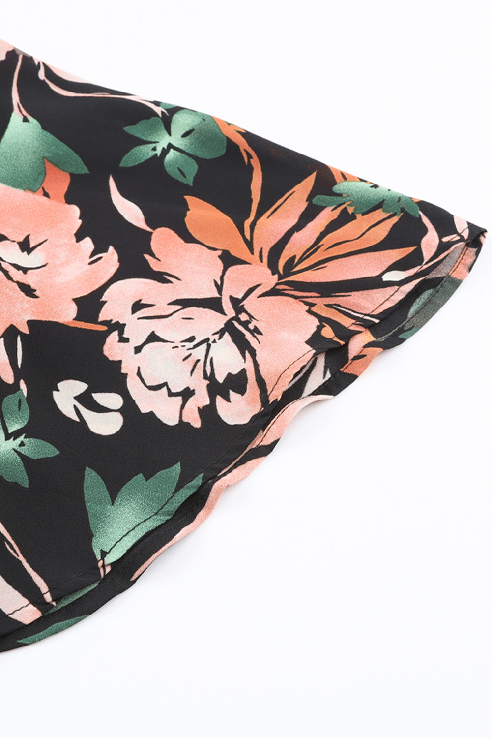 Black Floral Print Knotted Wrapped V Neck Maxi Dress