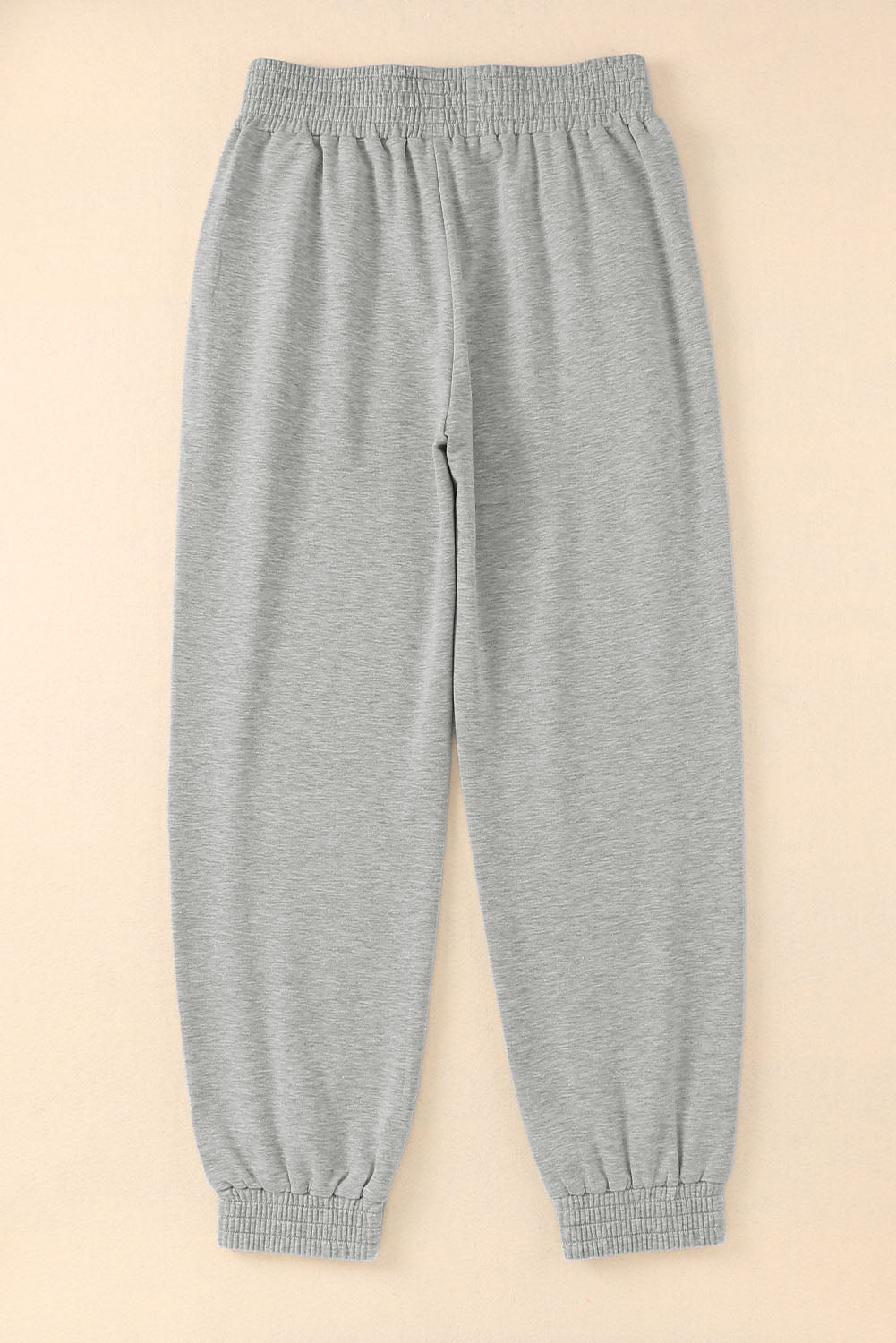 Gray Smocked High Waist Jogger Pants