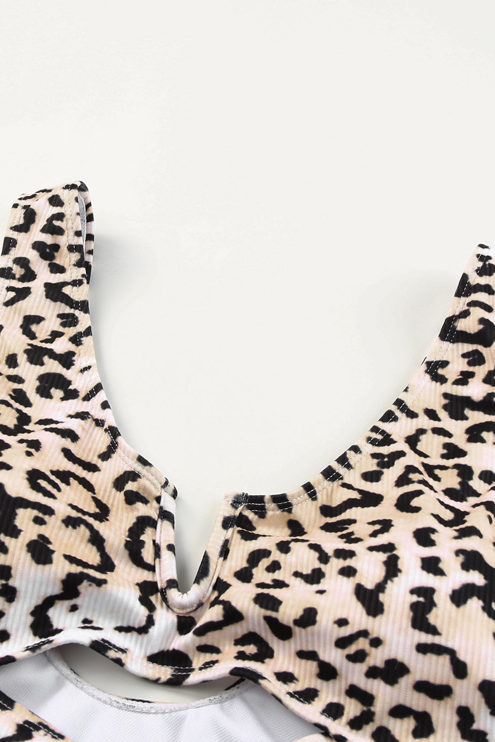 Leopard Split V Neck One-piece Swimsuit